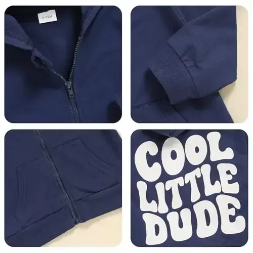 ZOELNIC Toddler Baby Boy Fall Winter Hooded Clothes Baby Boy Hoodie Tops Letter Printed Long Sleeve Sweatshirt - 4