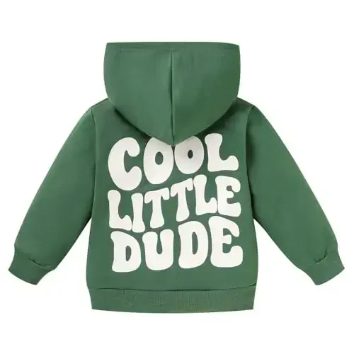 ZOELNIC Toddler Baby Boy Fall Winter Hooded Clothes Baby Boy Hoodie Tops Letter Printed Long Sleeve Sweatshirt - 1