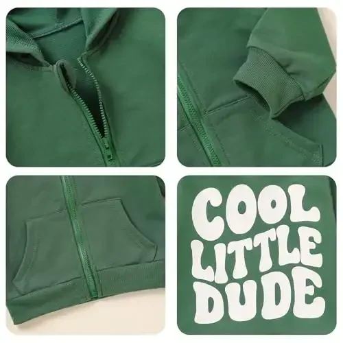 ZOELNIC Toddler Baby Boy Fall Winter Hooded Clothes Baby Boy Hoodie Tops Letter Printed Long Sleeve Sweatshirt - 5