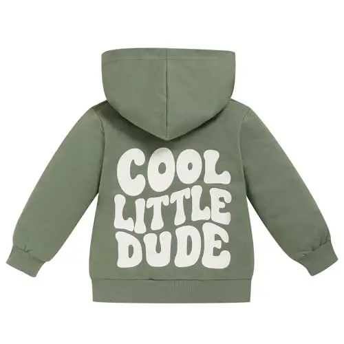 ZOELNIC Toddler Baby Boy Fall Winter Hooded Clothes Baby Boy Hoodie Tops Letter Printed Long Sleeve Sweatshirt - 1
