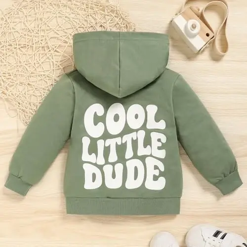 ZOELNIC Toddler Baby Boy Fall Winter Hooded Clothes Baby Boy Hoodie Tops Letter Printed Long Sleeve Sweatshirt - 3