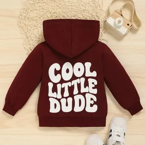 ZOELNIC Toddler Baby Boy Fall Winter Hooded Clothes Baby Boy Hoodie Tops Letter Printed Long Sleeve Sweatshirt - 3
