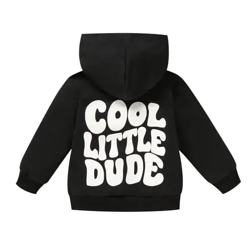 ZOELNIC Toddler Baby Boy Fall Winter Hooded Clothes Baby Boy Hoodie Tops Letter Printed Long Sleeve Sweatshirt - 1