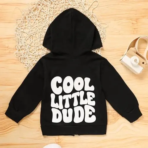ZOELNIC Toddler Baby Boy Fall Winter Hooded Clothes Baby Boy Hoodie Tops Letter Printed Long Sleeve Sweatshirt - 3