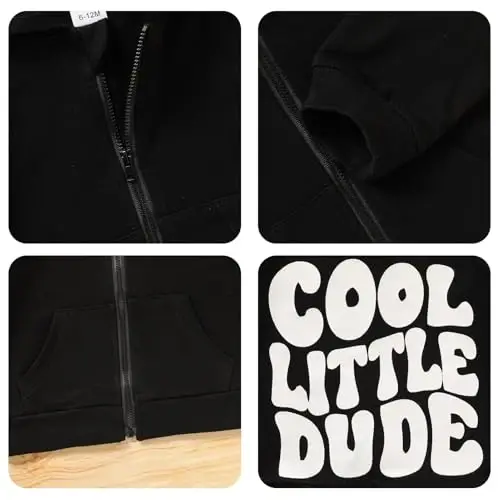 ZOELNIC Toddler Baby Boy Fall Winter Hooded Clothes Baby Boy Hoodie Tops Letter Printed Long Sleeve Sweatshirt - 5
