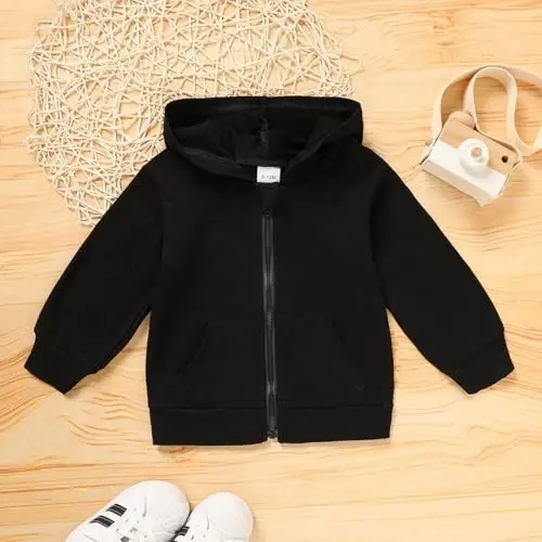 ZOELNIC Toddler Baby Boy Fall Winter Hooded Clothes Baby Boy Hoodie Tops Letter Printed Long Sleeve Sweatshirt - 6