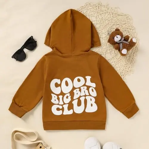 ZOELNIC Toddler Baby Boy Fall Winter Hooded Clothes Baby Boy Hoodie Tops Letter Printed Long Sleeve Sweatshirt - 3