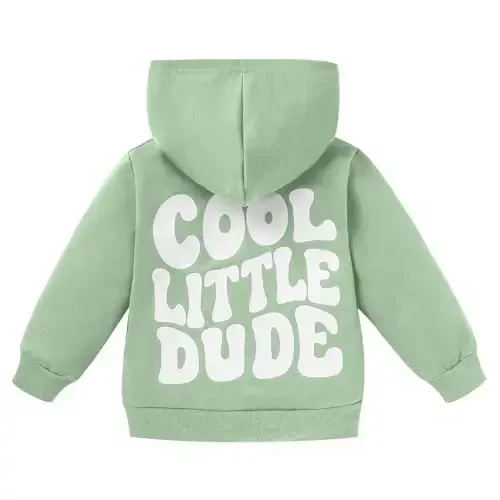 ZOELNIC Toddler Baby Boy Fall Winter Hooded Clothes Baby Boy Hoodie Tops Letter Printed Long Sleeve Sweatshirt - 1