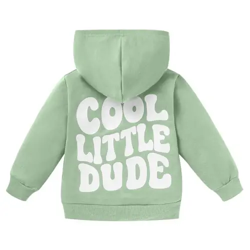 ZOELNIC Toddler Baby Boy Fall Winter Hooded Clothes Baby Boy Hoodie Tops Letter Printed Long Sleeve Sweatshirt - 1