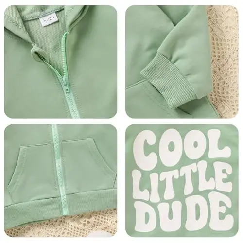 ZOELNIC Toddler Baby Boy Fall Winter Hooded Clothes Baby Boy Hoodie Tops Letter Printed Long Sleeve Sweatshirt - 5