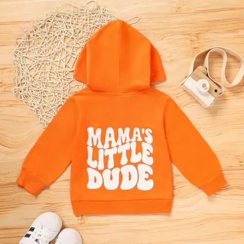 ZOELNIC Toddler Baby Boy Fall Winter Hooded Clothes Baby Boy Hoodie Tops Letter Printed Long Sleeve Sweatshirt - 3