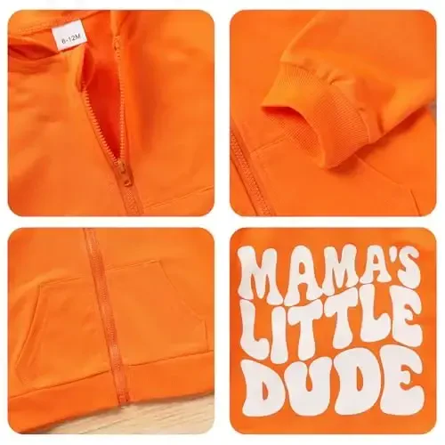 ZOELNIC Toddler Baby Boy Fall Winter Hooded Clothes Baby Boy Hoodie Tops Letter Printed Long Sleeve Sweatshirt - 5