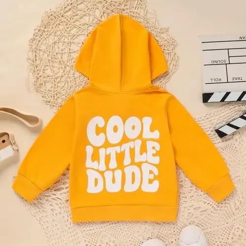 ZOELNIC Toddler Baby Boy Fall Winter Hooded Clothes Baby Boy Hoodie Tops Letter Printed Long Sleeve Sweatshirt - 5