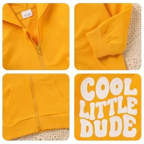 ZOELNIC Toddler Baby Boy Fall Winter Hooded Clothes Baby Boy Hoodie Tops Letter Printed Long Sleeve Sweatshirt - 4