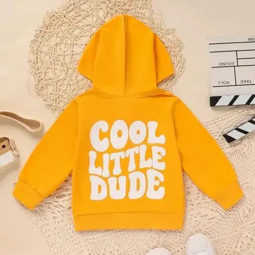 ZOELNIC Toddler Baby Boy Fall Winter Hooded Clothes Baby Boy Hoodie Tops Letter Printed Long Sleeve Sweatshirt - 5