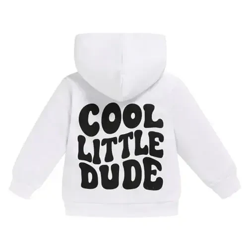 ZOELNIC Toddler Baby Boy Fall Winter Hooded Clothes Baby Boy Hoodie Tops Letter Printed Long Sleeve Sweatshirt - 1