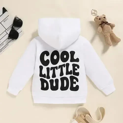 ZOELNIC Toddler Baby Boy Fall Winter Hooded Clothes Baby Boy Hoodie Tops Letter Printed Long Sleeve Sweatshirt - 3