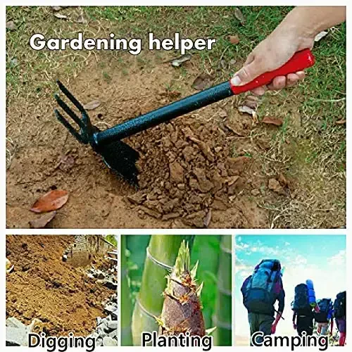 ZOG Garden Small Hand Digger and Hoe Combo Garden Tool,Garden Hoe and Cultivato,Dual Headed Weeding Tool,Hand Tiller is Bend Proof,Non-Slip Handle & Anti-Rust Head (Small-1) - 2