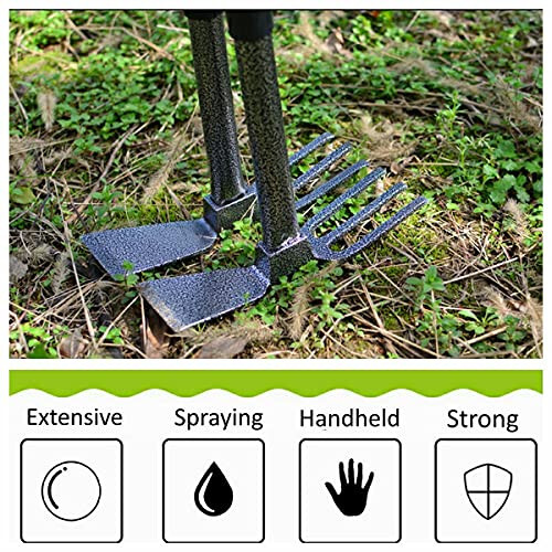 ZOG Garden Big Hand Digger and Hoe Combo Bog'i, Og'ir Vazifali Qo'l Tuprog'i Ishlovchi Asbob, Bog' Küreği, Kultuvator, Sirpanmaydigan Tutqich va Zangga Chidamli Bosh, Ideal Ikki Boshli Begona O'tlarni Olib Tashlash Asbobidir. (Katta) - 5