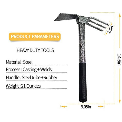 ZOG Garden Big Hand Digger and Hoe Combo Bog'i, Og'ir Vazifali Qo'l Tuprog'i Ishlovchi Asbob, Bog' Küreği, Kultuvator, Sirpanmaydigan Tutqich va Zangga Chidamli Bosh, Ideal Ikki Boshli Begona O'tlarni Olib Tashlash Asbobidir. (Katta) - 6