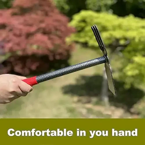 ZOG Garden Small Hand Digger and Hoe Combo Garden Tool, Garden Hoe and Cultivato, Dual Headed Weeding Tool, Hand Tiller is Bend Proof, Non-Slip Handle & Anti-Rust Head (Small-1) - 4