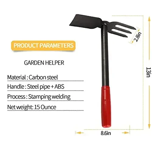 ZOG Garden Small Hand Digger and Hoe Combo Garden Tool, Garden Hoe and Cultivato, Dual Headed Weeding Tool, Hand Tiller is Bend Proof, Non-Slip Handle & Anti-Rust Head (Small-1) - 5