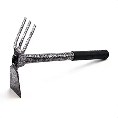 ZOG Garden Small Hand Digger and Hoe Combo Garden Tool, Garden Hoe and Cultivato, Dual Headed Weeding Tool, Hand Tiller is Bend Proof, Non-Slip Handle & Anti-Rust Head (Small-1) 