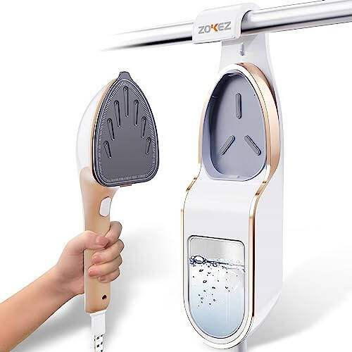 ZOKEZ Handheld Steamer for Clothes, 1500W Extra Large Soleplate, 330ml Detachable Tank, 2-in-1 Horizontal & Vertical Use, Fabric Wrinkles Remover, No Water Leak and Auto-Off - 1