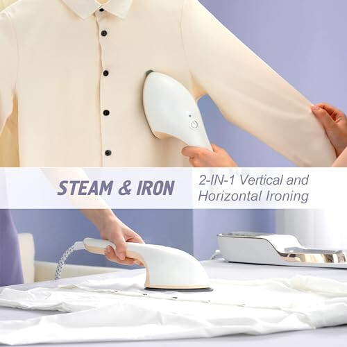 ZOKEZ Handheld Steamer for Clothes, 1500W Extra Large Soleplate Clothes Steamer, Detachable 330ml Water Tank, Garment Steamer & Steam Iron, Fabric Wrinkles Remover, No Water Leak and Auto-Off - 3