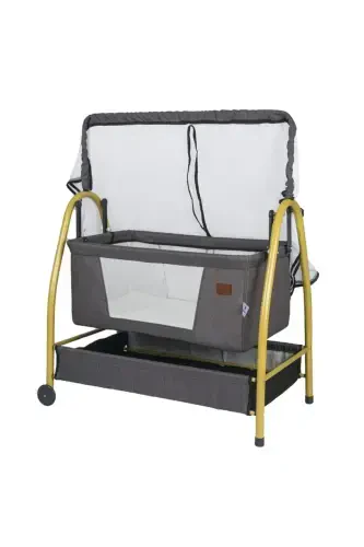 Золотая льняная ткань, качающийся, фиксируемый, портативный гамак-корзина-люлька, антрацитовый серый - 1