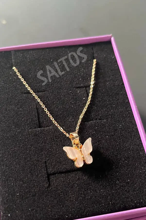 Золотое ожерелье и браслет с белыми бабочками Подарок на день рождения Подарок любимому Подарок другу - 3