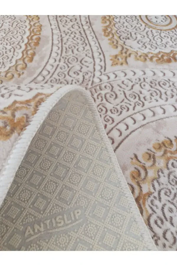 Золотой классический моющийся нескользящий ковер для гостиной, ванной, балкона, детской - 3