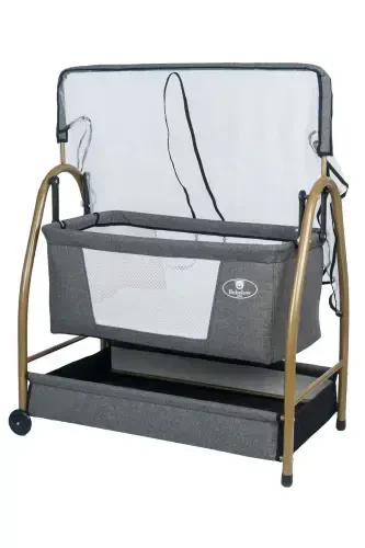 Золотой Льняной Ткань Качающийся Фиксируемый Портативный Гамак Корзина Колыбель-серый - 1