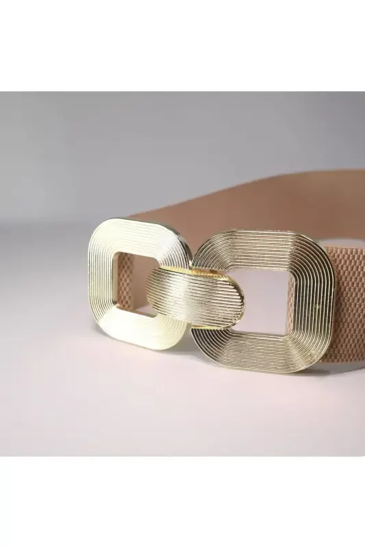 Золотой ремень с пряжкой, эластичный женский ремень, ремень для куртки, ремень для рубашки, ремень для платья - БЕЖЕВЫЙ - 4