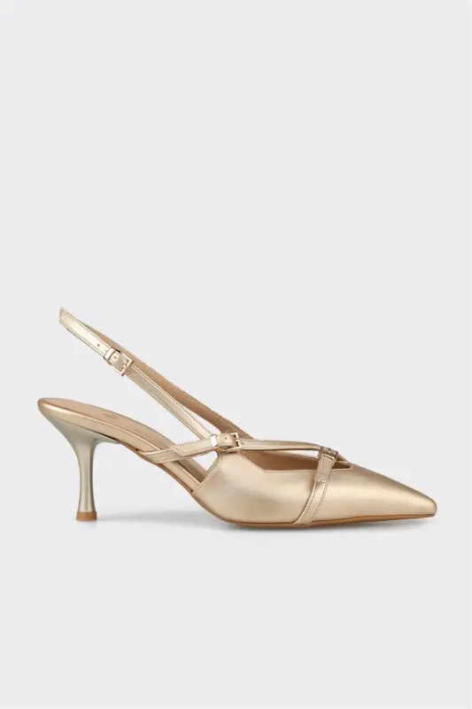 Золотые женские туфли на каблуке - ELLE SHOES