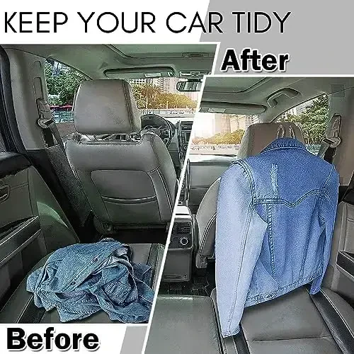 ZONETECH Chrome Headrest Car Hanger 2 Pack– Premium Quality Clothes Holder Jacket Suit Coat Hanger with Headrest Restraint Rodhanger - 5