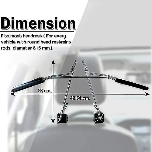 ZONETECH Chrome Headrest Car Zone Tech Chrome Headrest Car Hanger 1 Pack– Premium Quality Clothes Holder Jacket Suit Coat Hanger with Headrest Restraint Rodhanger - 3