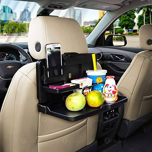 ZONETECH Multi-Functional Portable Foldable Car Seat Tray Desk - 2-Pack Black Portable Car Vehicle Back Seat Tray Table for Food, Meal, Snack, Laptop - Stay Organized When on the Go - 6