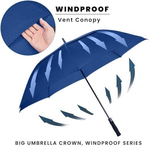 Зонт для гольфа Baraida Large 62/68/72 дюйма, Extra Large Oversize Double Canopy Vented Windproof Waterproof Umbrella, Automatic Open Golf Umbrella для мужчин и женщин и семьи. - 4