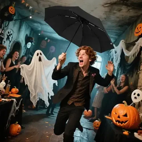 Зонт Lejorain Mens Black Skull Umbrella - автоматический, роскошный, дорожный, ветрозащитный, компактный, портативный, прочный, легкий зонт от дождя для взрослых - 3