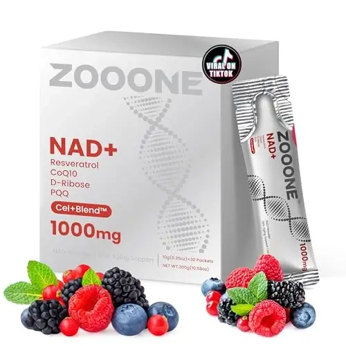 zooone- NAD+ Supplement 30pcs, Premium Nicotinamide Riboside & Resveratrol, DNA Repair & Healthy Aging， Advanced NAD Supplement for Men & Women, Boosts Cellular Energy - 1