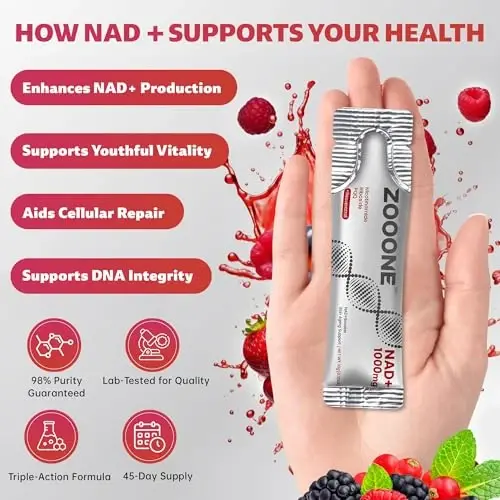 zooone- NAD+ Supplement 30pcs, Premium Nicotinamide Riboside & Resveratrol, DNA Repair & Healthy Aging， Advanced NAD Supplement for Men & Women, Boosts Cellular Energy - 4