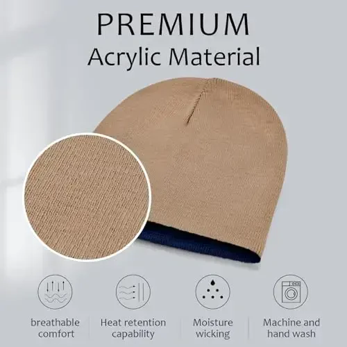 ZOORON 1 & 2 Pack Erkaklar Ayollar uchun Unisex Beanie Qishki Shlyapalar Triko Issiq Oddiy Bosh Suyagi Kundalik Beanie Shlyapa - ZOORON (1)