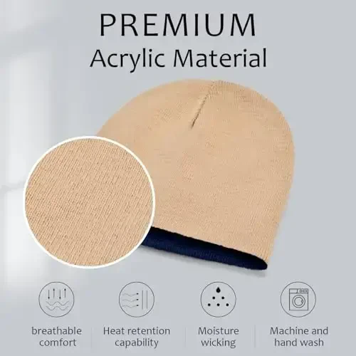 ZOORON 1 & 2 Pack Erkaklar va Ayollar uchun Unisex Beanie Qishki Beanie Shlyapa Trikotaj Issiq Oddiy Bosh Suyagi Qalpog'i Kundalik Beanie Shlyapa - 2