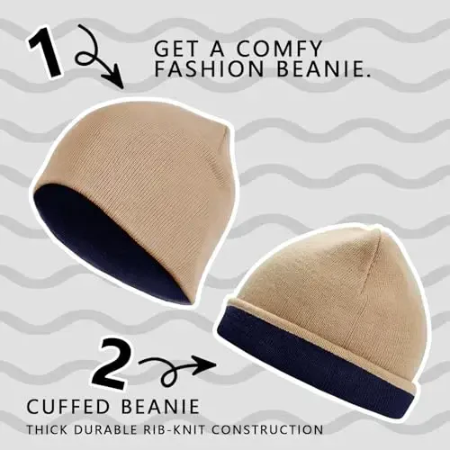 ZOORON 1 & 2 Pack Erkaklar va Ayollar uchun Unisex Beanie Qishki Beanie Shlyapa Trikotaj Issiq Oddiy Bosh Suyagi Qalpog'i Kundalik Beanie Shlyapa - 4