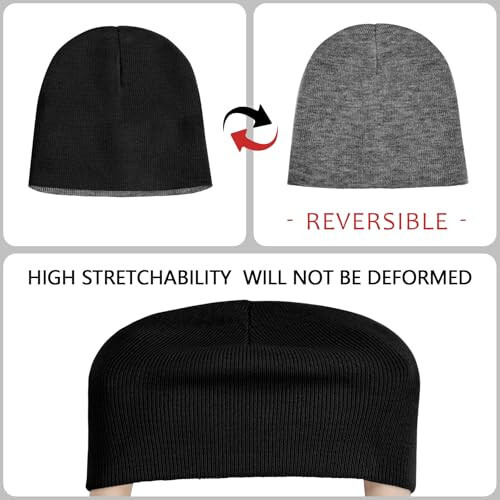 ZOORON 1 & 2 Pack Unisex Beanie for Men Women Reversible Winter Beanies Hat Knit Warm Plain Skull Cap Daily Beanie Hat - 4