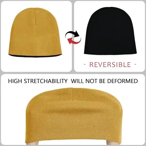 ZOORON 1 & 2 Pack Unisex Beanie for Men Women Reversible Winter Beanies Hat Knit Warm Plain Skull Cap Daily Beanie Hat - 3
