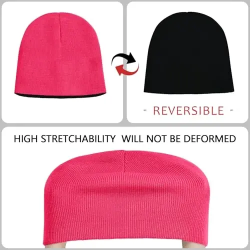 ZOORON 1 & 2 Pack Unisex Beanie for Men Women Reversible Winter Beanies Hat Knit Warm Plain Skull Cap Daily Beanie Hat - 3