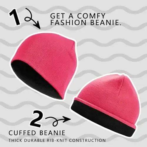 ZOORON 1 & 2 Pack Unisex Beanie for Men Women Reversible Winter Beanies Hat Knit Warm Plain Skull Cap Daily Beanie Hat - 4