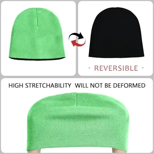 ZOORON 1 & 2 Pack Unisex Beanie for Men Women Reversible Winter Beanies Hat Knit Warm Plain Skull Cap Daily Beanie Hat - 4